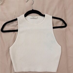 Aritzia White Ribbed Crop Top